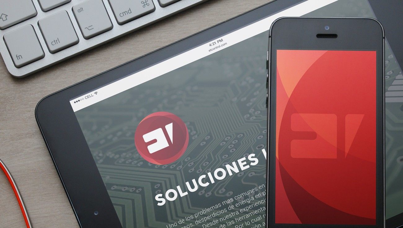 Tablet and phone showing red ET Control screens