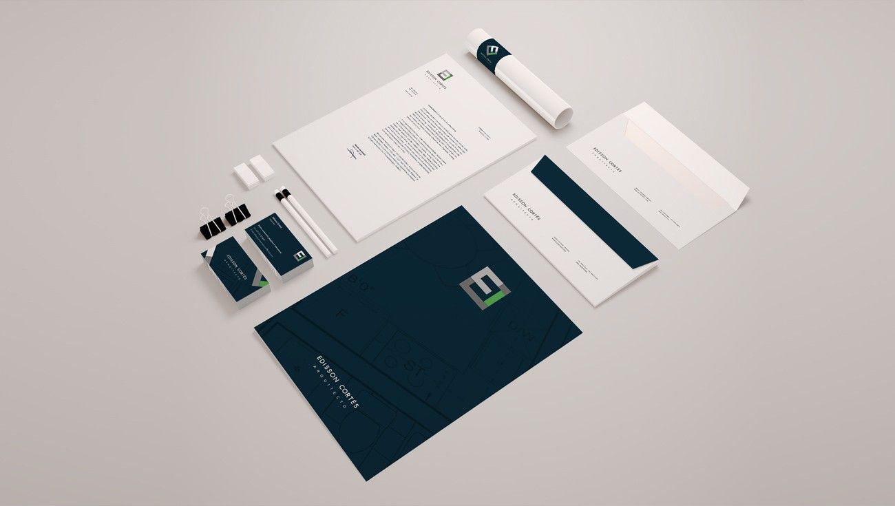 Navy and white stationery set with the EC monogram