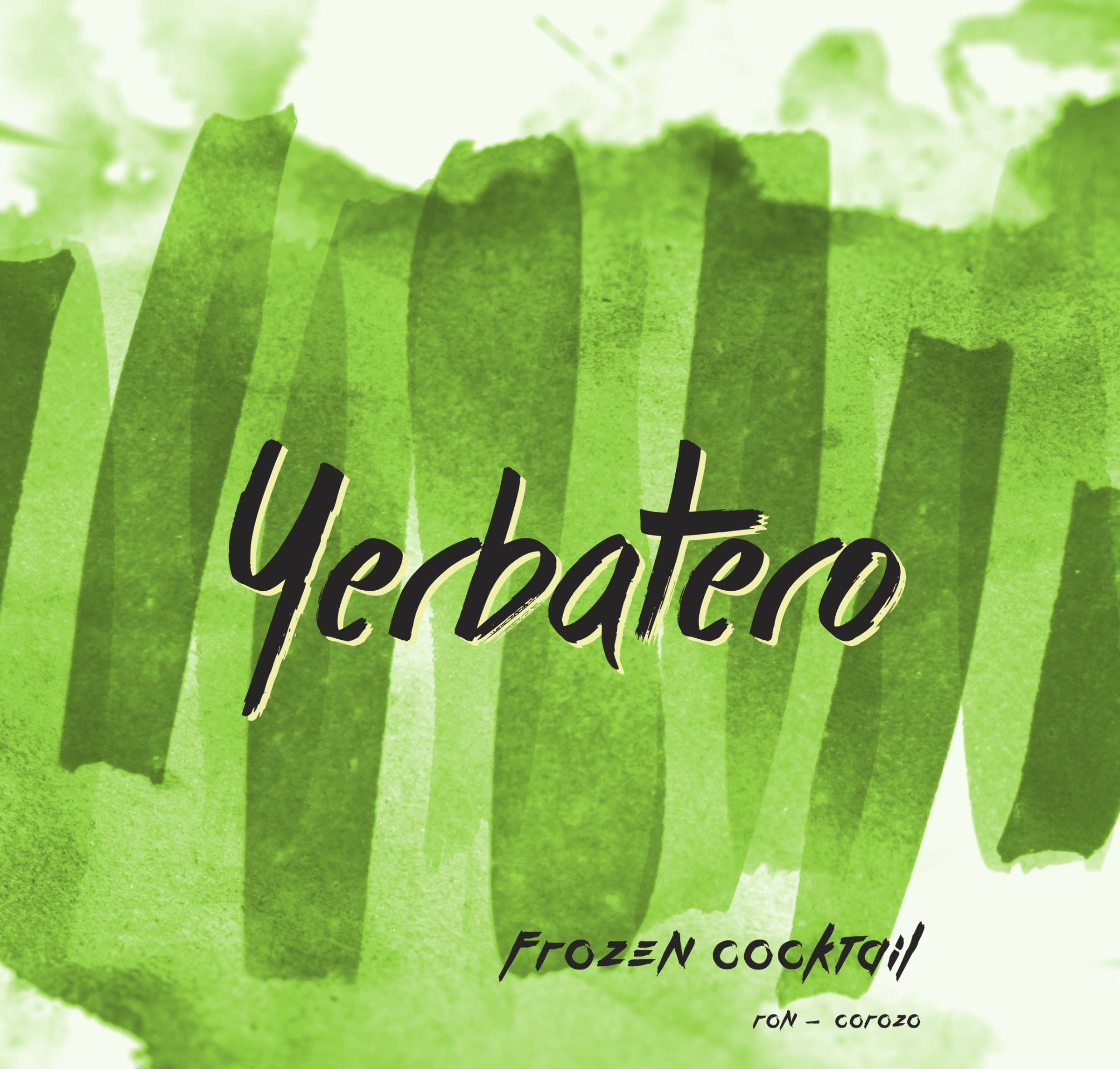 Yerbatero label: brushed green watercolour with hand-lettered name