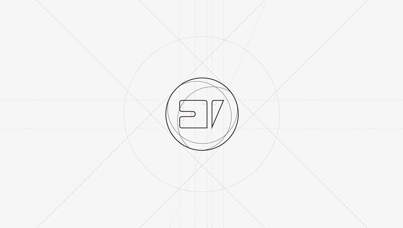 Construction drawing of the ET mark with guide circles