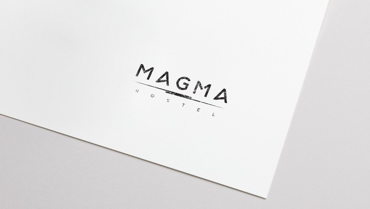 Magma Hostel wordmark printed on white paper
