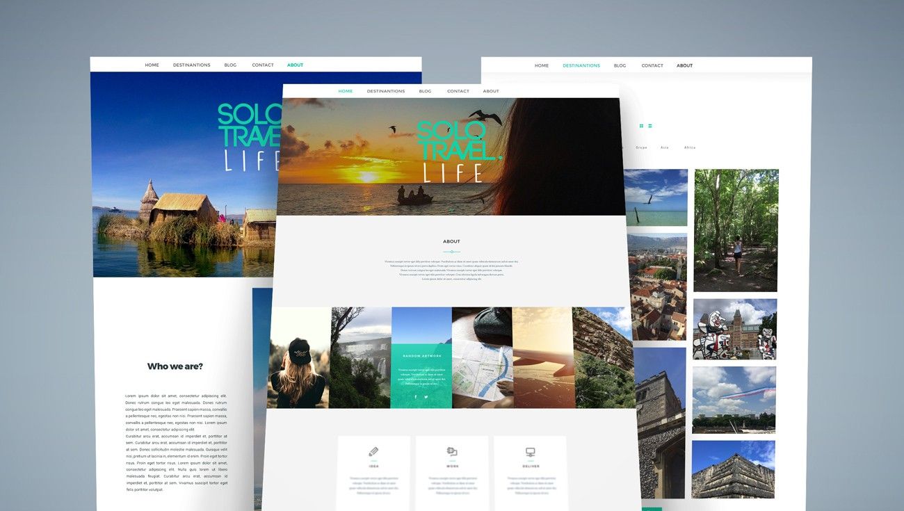 Website pages for Solo Travel Life with travel photography