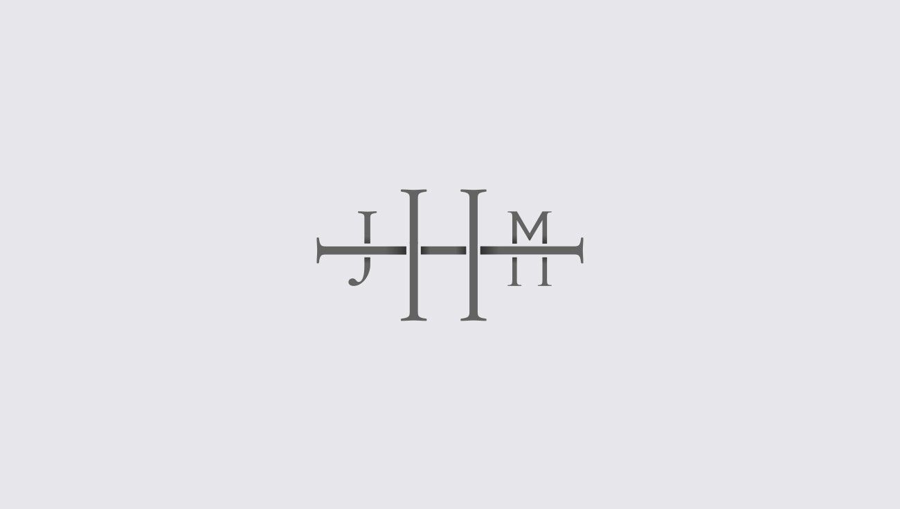 JMH monogram in grey on white